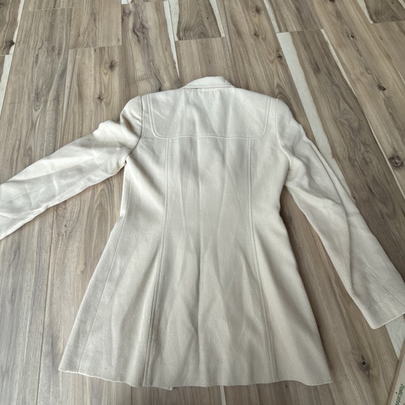 Juliana Collezione 0 Ivory Feather Twill Blazer Jacket Career Wear Wool Blend - Picture 9 of 9